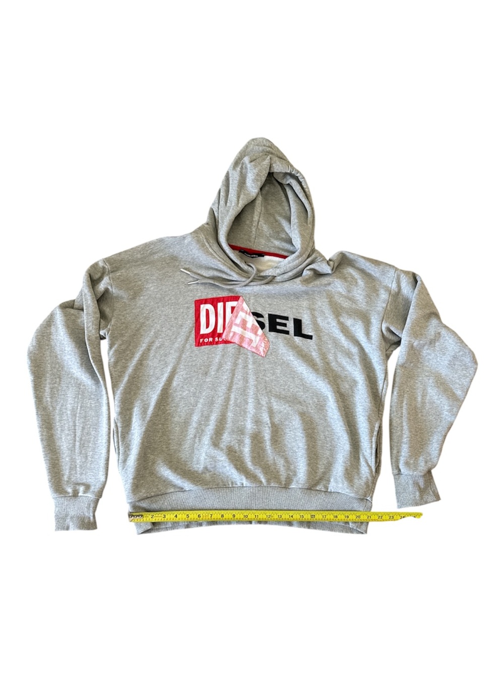 Diesel Gray Hoodie with Red and Black Logo - Picture 3 of 6